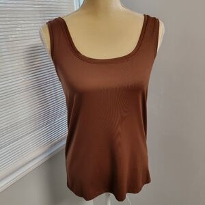 Alfani Womens Scoop Neck Sleeveless Layering Tank Top Stretch Size Large Brown